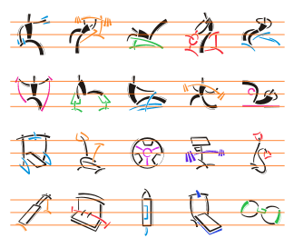 A collection of 200 icons of fitness excercises and objects in two colors. Very rich!